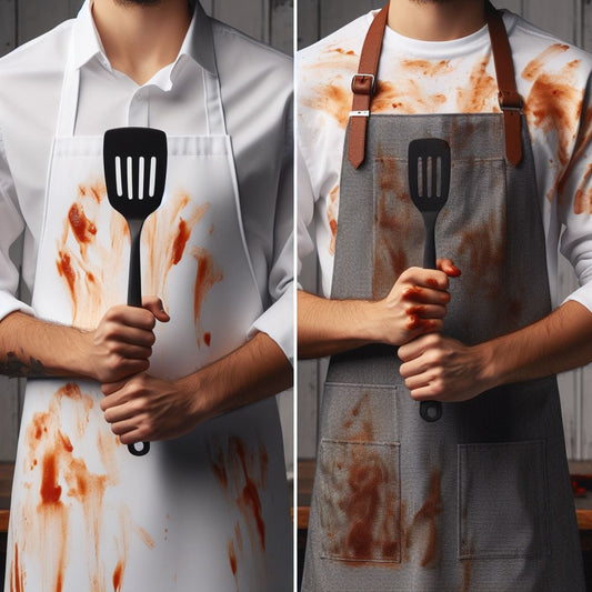 2 men with stained aprons